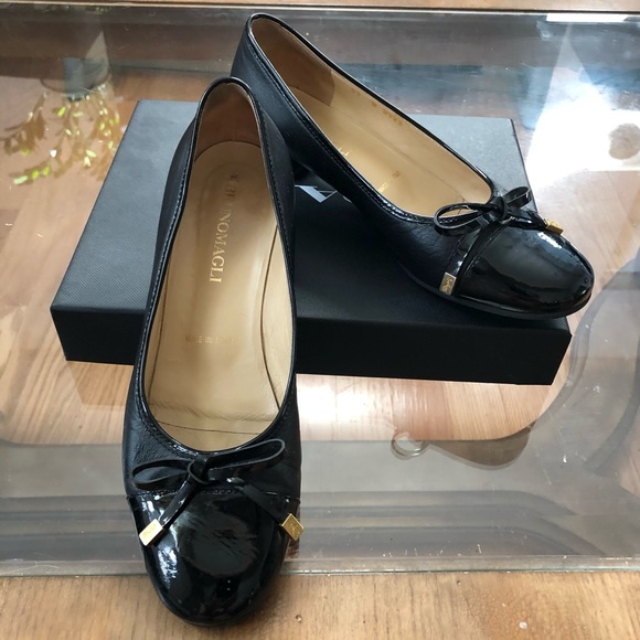 Bruno Magli Black Balerina Bow Size 7 Euro 37 - Picture 7 of 8